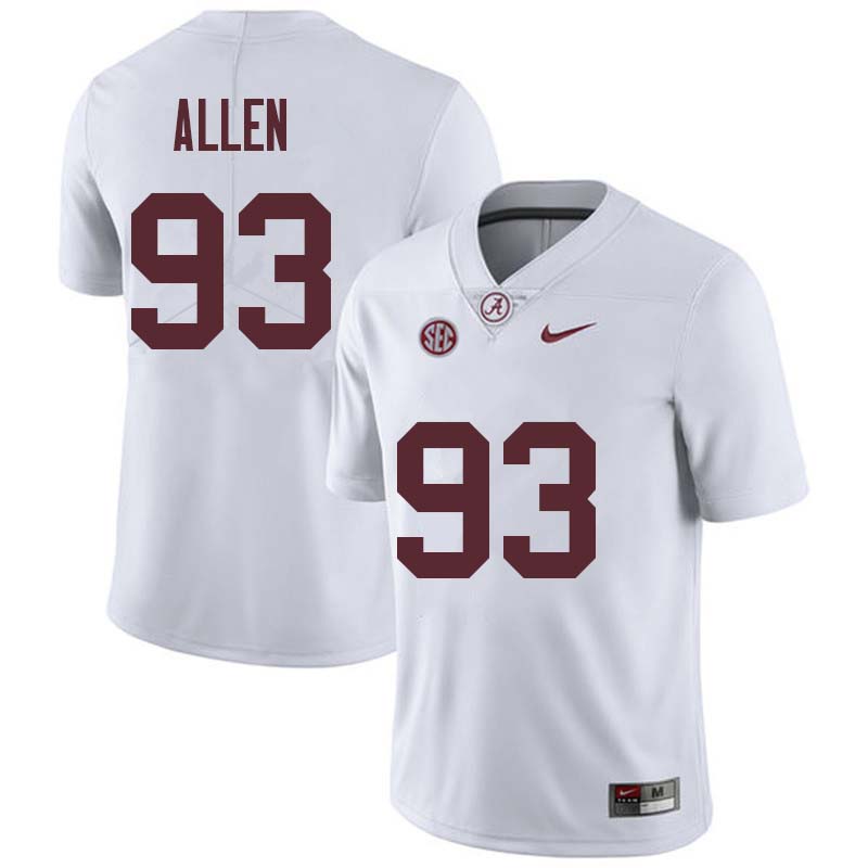 Alabama Crimson Tide Men's Jonathan Allen #93 White NCAA Nike Authentic Stitched College Football Jersey UL16B27MH